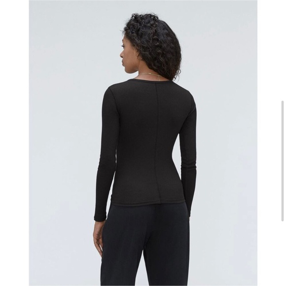Everlane Women’s Pima Micro-Rib Long Sleeve Crew Black Size Small - Picture 7 of 7